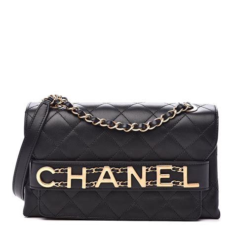 chanel calfskin quilted logo flap black|chanel mini flap bags.